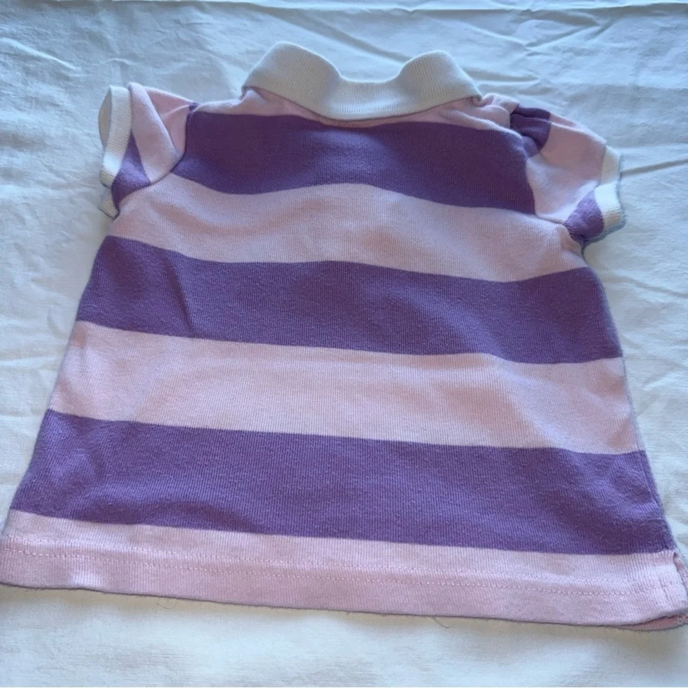 Y2K (2003) Old Navy Kids Polo Shirt with Purple and Pink Stripes